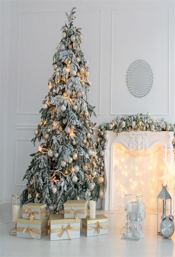 Bling Christmas Tree Gold Gift Christmas Backdrop for Party