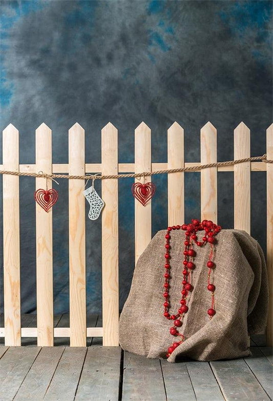 Abstract Wood Fence Santa Claus Bags Christmas Backdrop