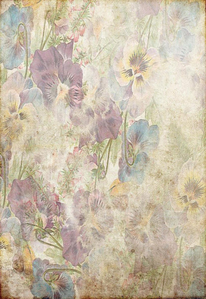 Vintage Lavender Blue Yellow Floral Flowers Backdrop for Photographer