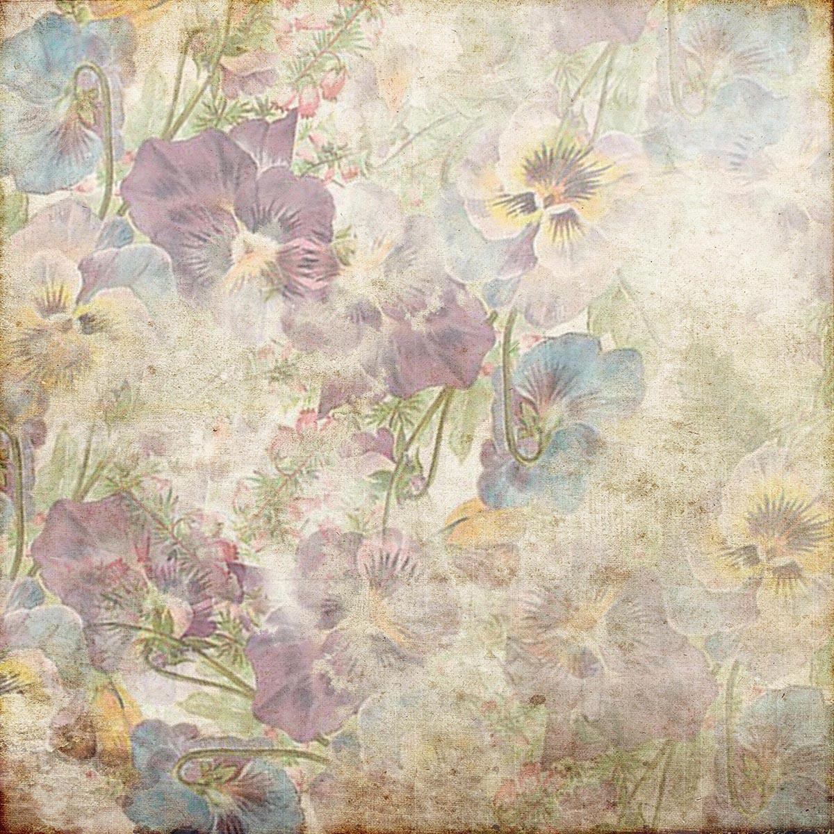 Vintage Lavender Blue Yellow Floral Flowers Backdrop for Photographer