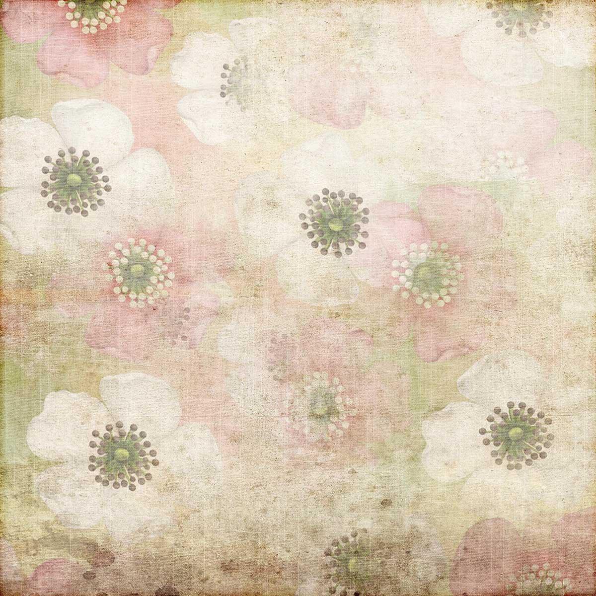 Light Pink White Flowers Vintage Photo Studio Backdrops