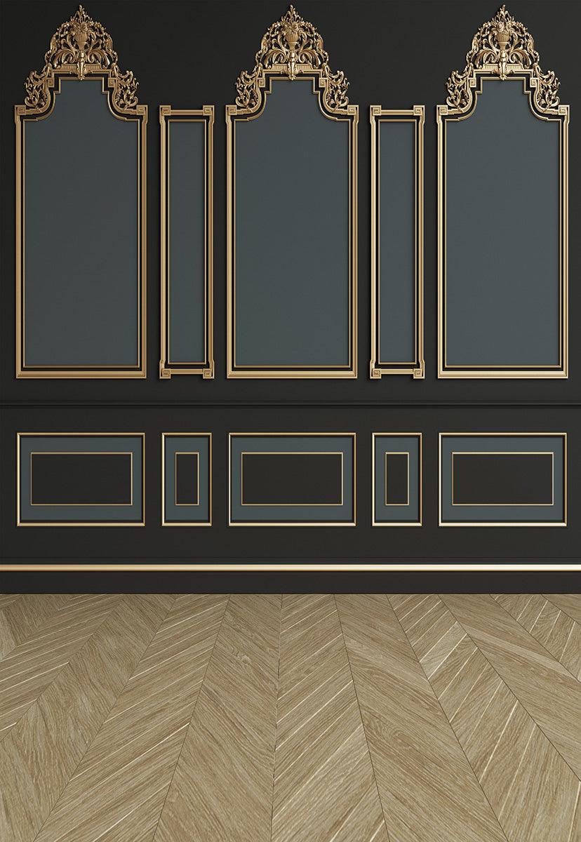 Brown Wood Floor Dark Wall Golden Texture Backdrop for Wedding