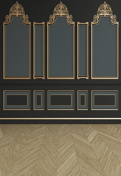 Brown Wood Floor Dark Wall Golden Texture Backdrop for Wedding