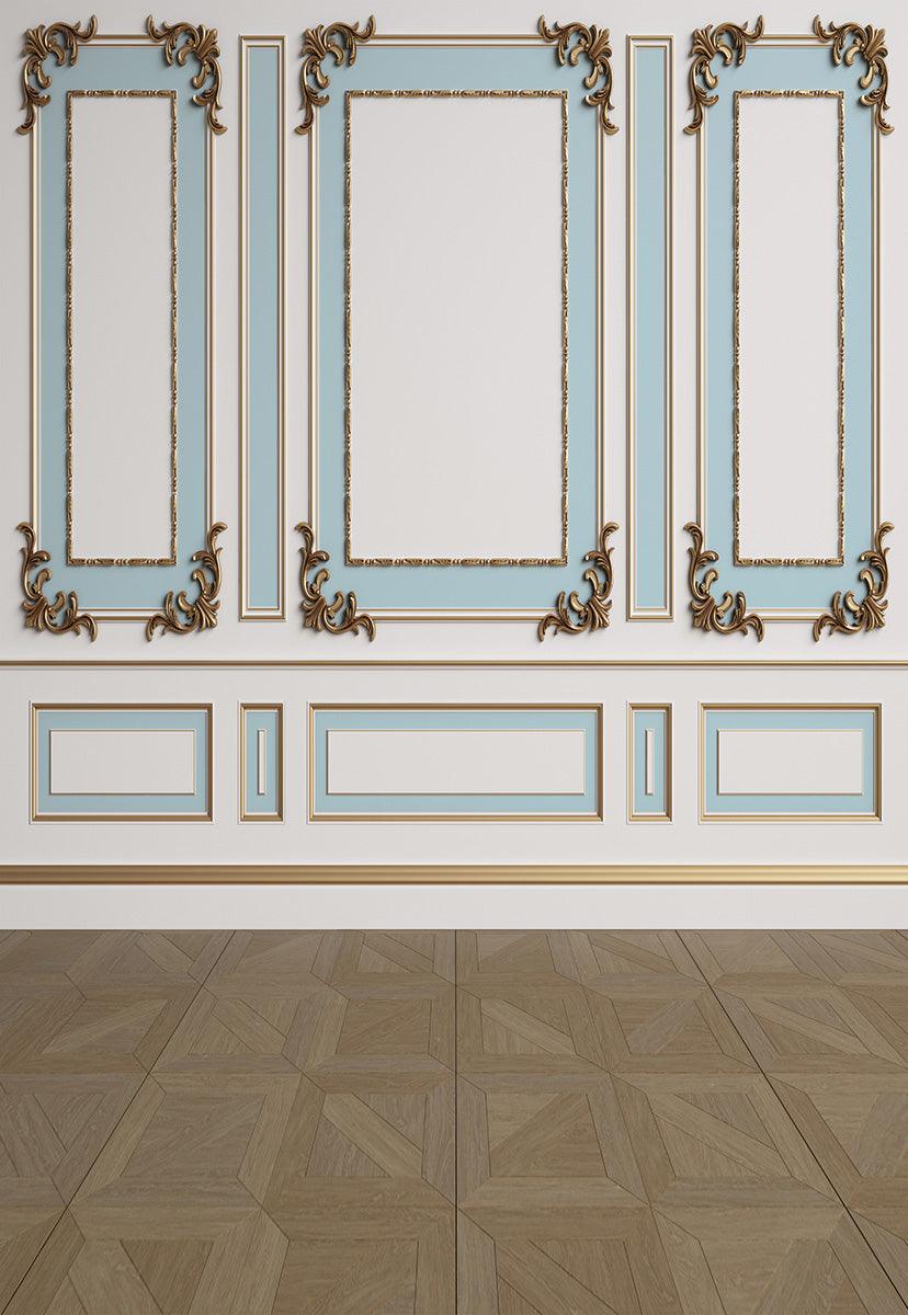 White Blue Gold Texture Sculpture Wedding Wall Backdrops