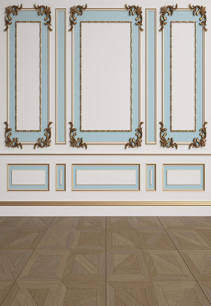 White Blue Gold Texture Sculpture Wedding Wall Backdrops