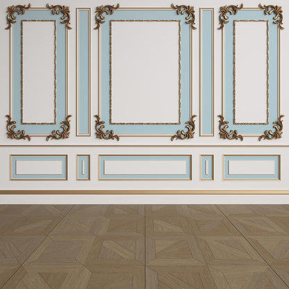 White Blue Gold Texture Sculpture Wedding Wall Backdrops