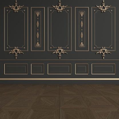 Golden Sculpture Decor Black Wall Photography Backdrop for Wedding