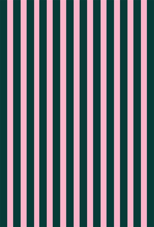 Dark Green and Pink Stripes Fabric Backdrops for Photography