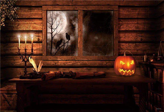 Vintage Wood Window Halloween Backdrop