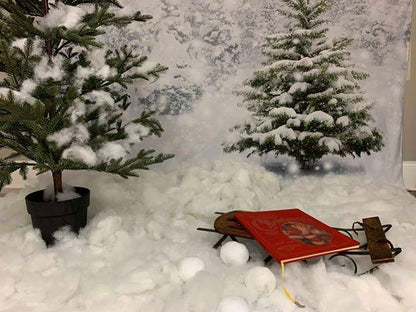 Snow Winter Pine Shiny Snowflake Photo Backdrop for Party