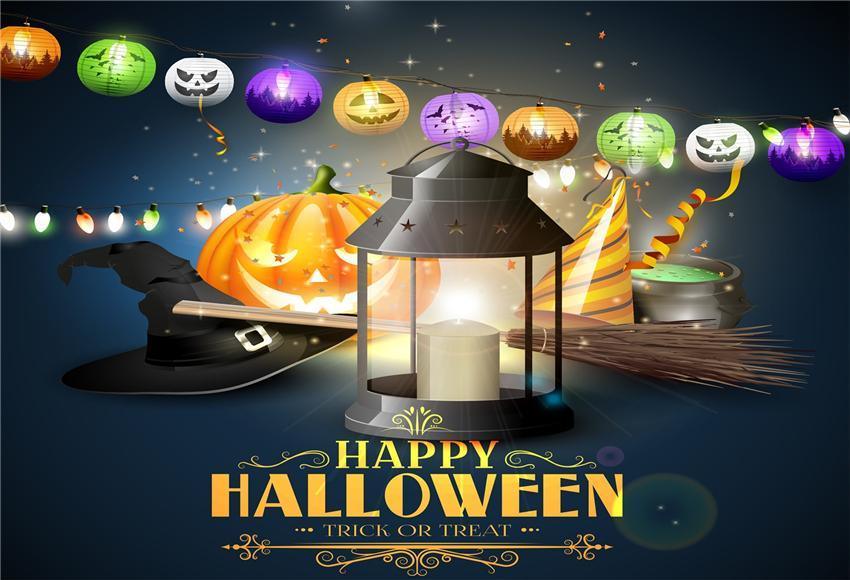 Magic Colorful Pumpkin Halloween Backdrop