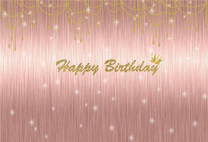 Rose Gold Happy Birthday Shiny Polka Photo Backdrops