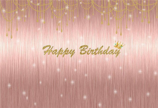 Rose Gold Happy Birthday Shiny Polka Photo Backdrops