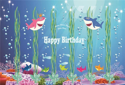 Baby Shower Happy Birthday Backdrop Under Sea Bubble for Party