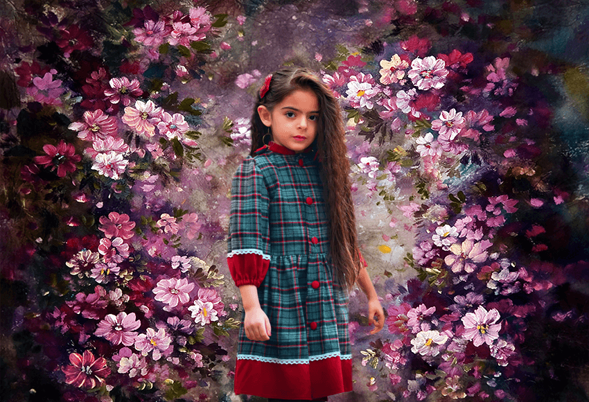 Pink Flowers Dark Backdrops for Children