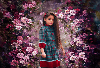 Pink Flowers Dark Backdrops for Children