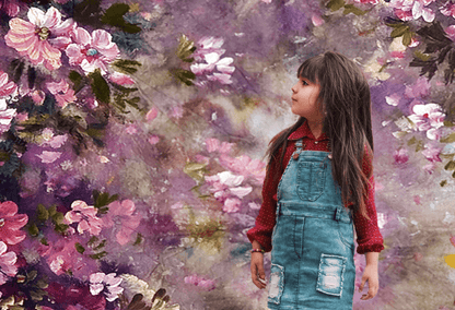 Pink Flowers Dark Backdrops for Children