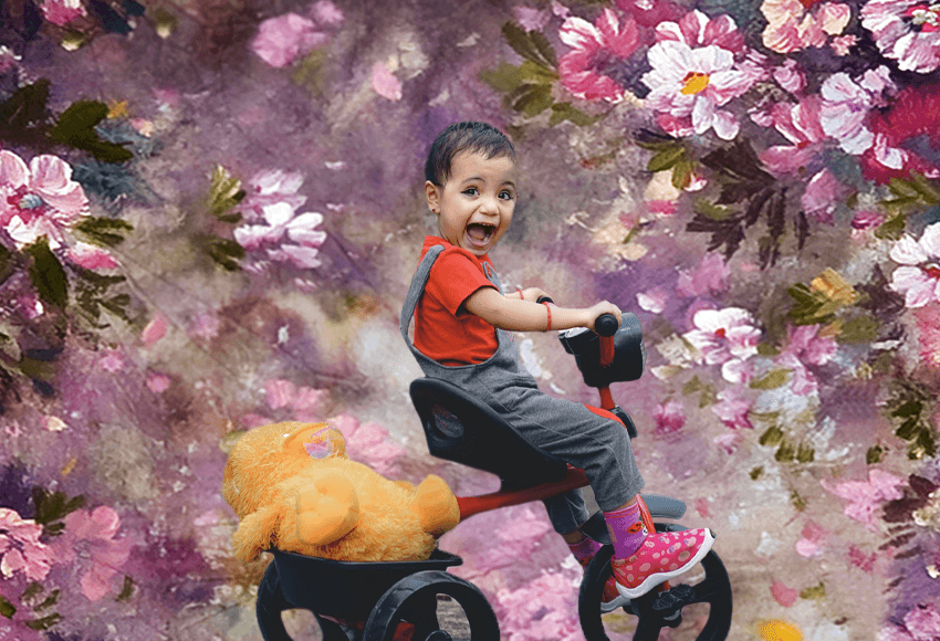 Pink Flowers Dark Backdrops for Children