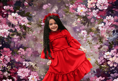 Pink Flowers Dark Backdrops for Children