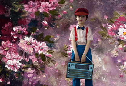 Pink Flowers Dark Backdrops for Children