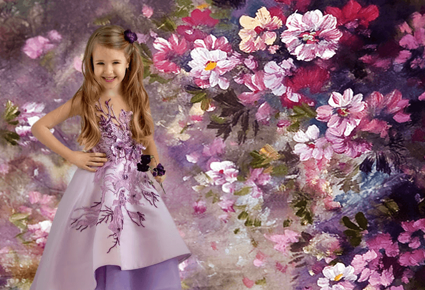 Pink Flowers Dark Backdrops for Children
