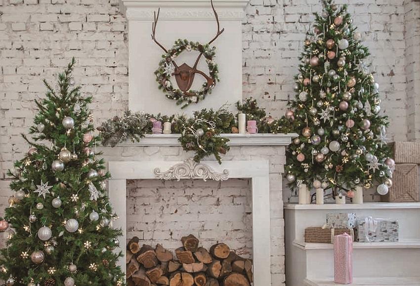 Beige Brick Wall Christmas Photography Backdrops