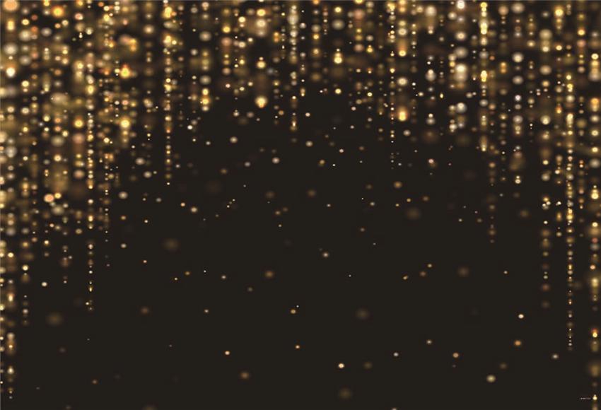 Birthday Backdrop for Party Black Gold Shiny Bokeh Background