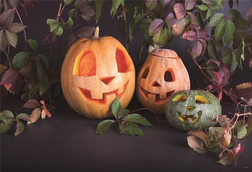 Pumpkin Leaves Halloween Backdrop for Fall