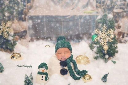 Glitter Snowflake Christmas Tree Backdrop for Studio