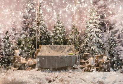 Glitter Snowflake Christmas Tree Backdrop for Studio