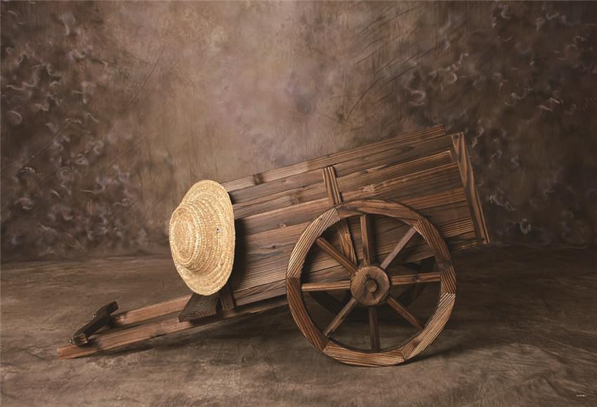 Dark Brown Cart Fall Backdrops for newborn
