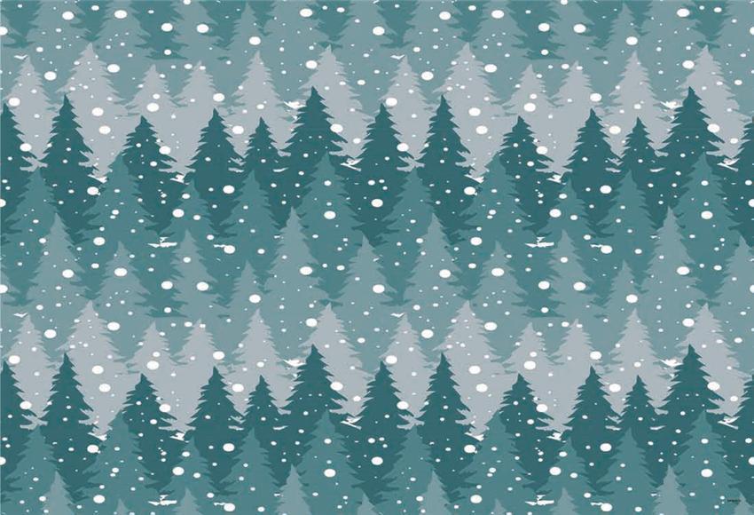 Snowflake Pine Forest Backdrop for Winter