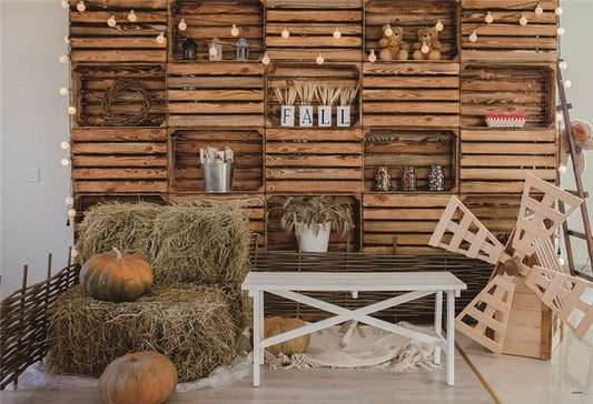 Wood Fall Haystack Pumpkin Photo Backdrops for studio