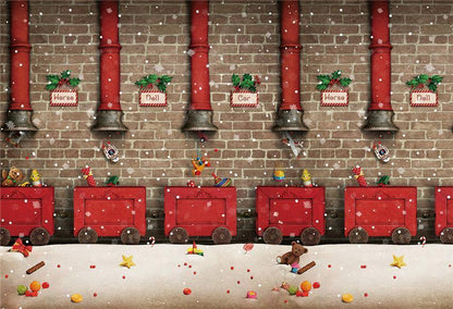 Brick Wall Red Chimney Christmas Backdrops