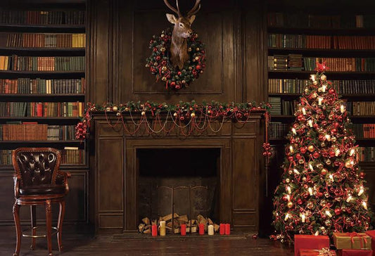 Vintage Christmas Elk Backdrop for Photo Studio