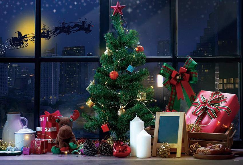Santa Claus Christmas Window Photo Backdrops