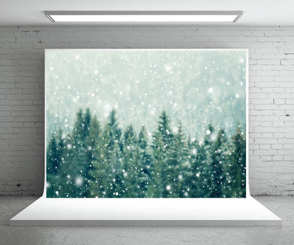 Snowflake Pine Green Winter Backdrop for Christmas