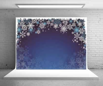 Snowflake Blue Christmas Photography Backdrops for Picture