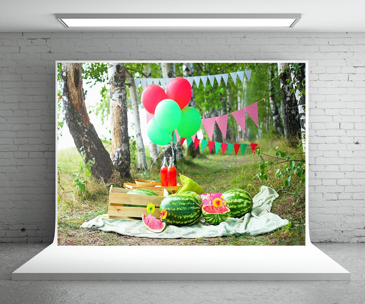 Watermelon Flag Garden Summer Backdrop for Photo Prop
