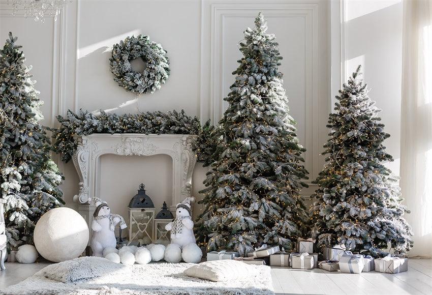 Christmas Tree White Wood Floor Photography Backdrop Prop
