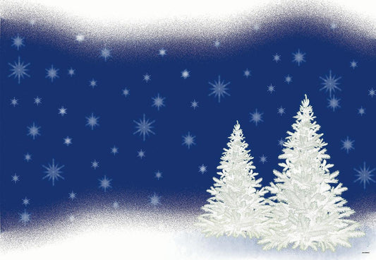 Blue Christmas White Christmas Tree Photo Backdrop