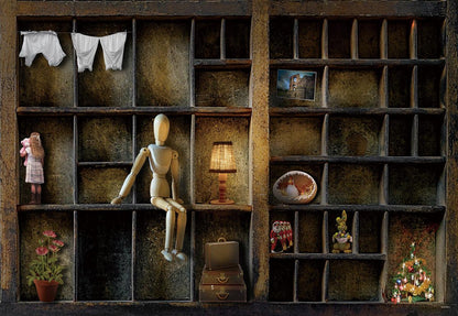 Dark Wooden Happy Birthday Balloon Photo Backdrops