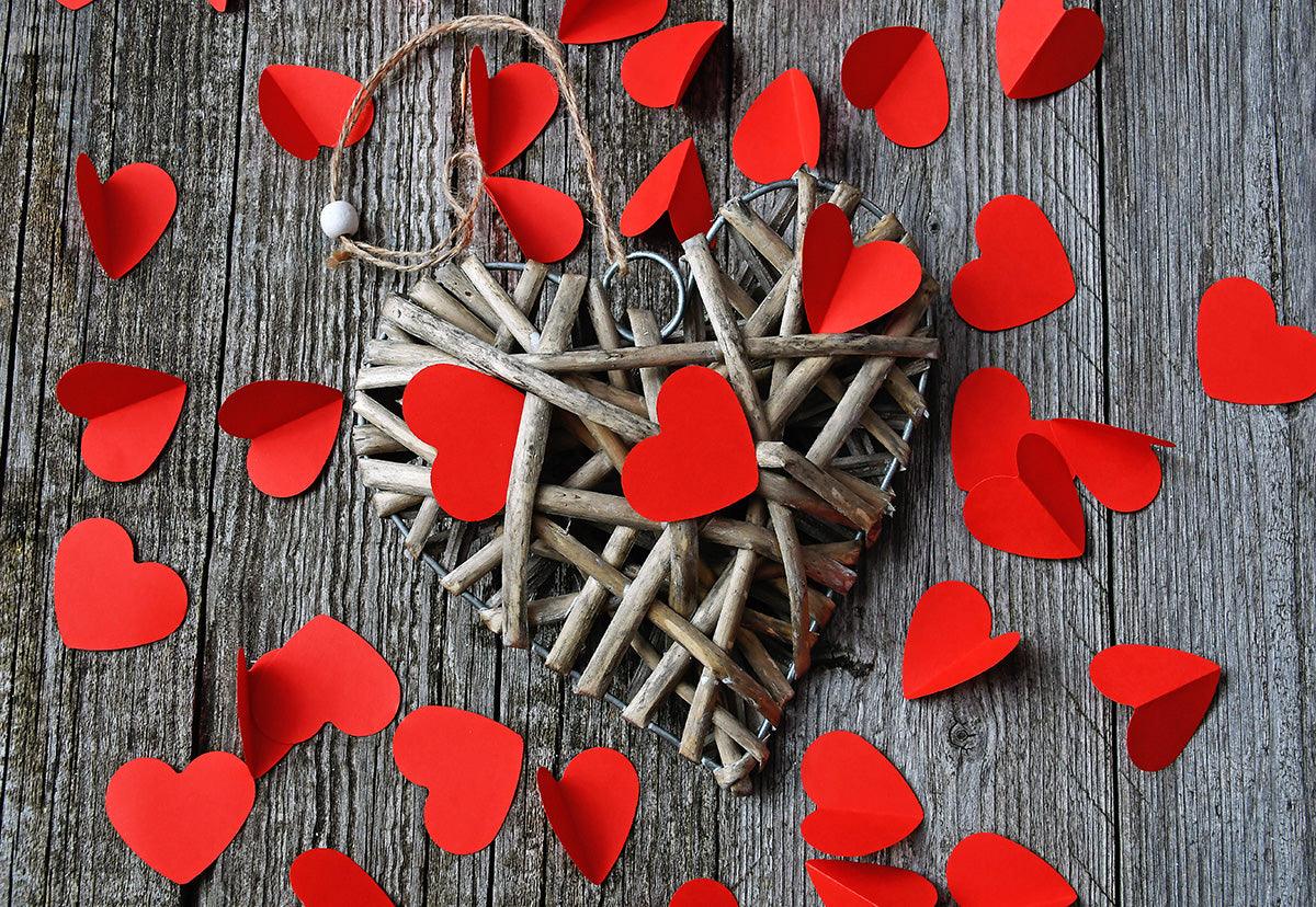 Valentine's Day Red Heart Wooden Backdrop for Photography Prop