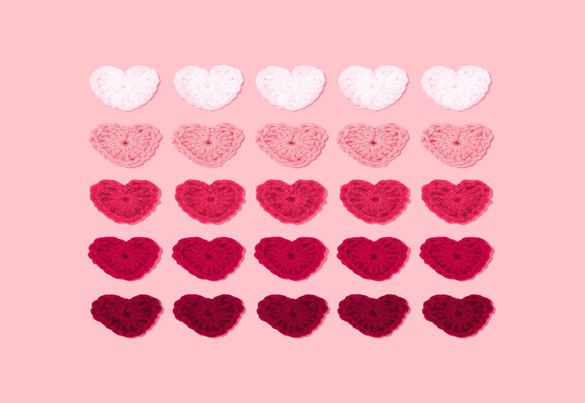 Sweet Pink Knitting Heart Valentine's Day Backdrop for Picture