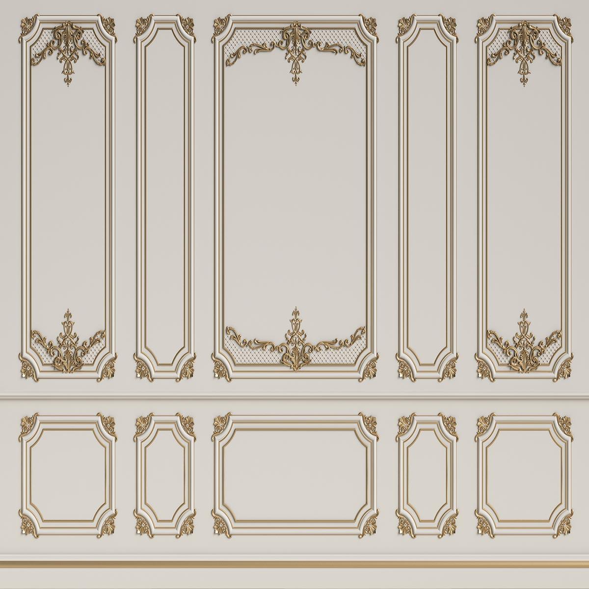 Beige Gold Rim Wall Backdrop for Wedding