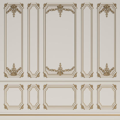 Beige Gold Rim Wall Backdrop for Wedding