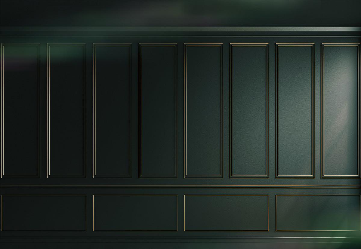 Dark Green Gold Rim Photography Backdrops for Wedding