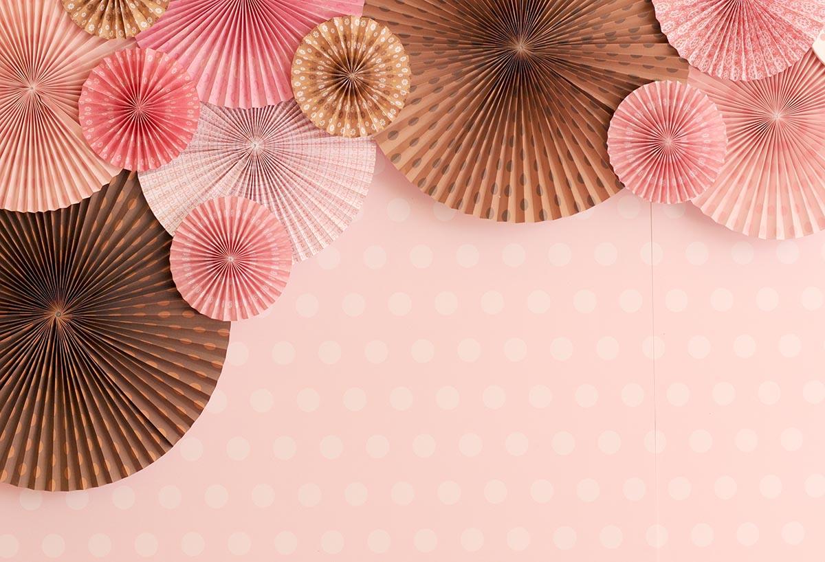Pink Polka Paper Flowers Birthday Backdrops for Princess