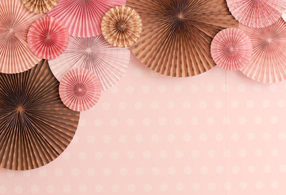 Pink Polka Paper Flowers Birthday Backdrops for Princess