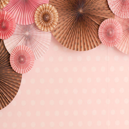 Pink Polka Paper Flowers Birthday Backdrops for Princess
